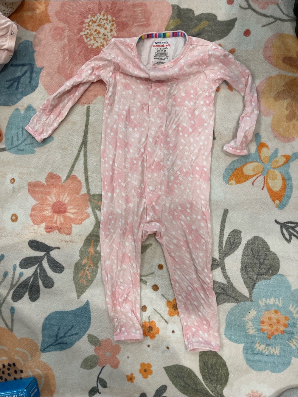 Magnetic Me Pink and White Dot Baby Footie